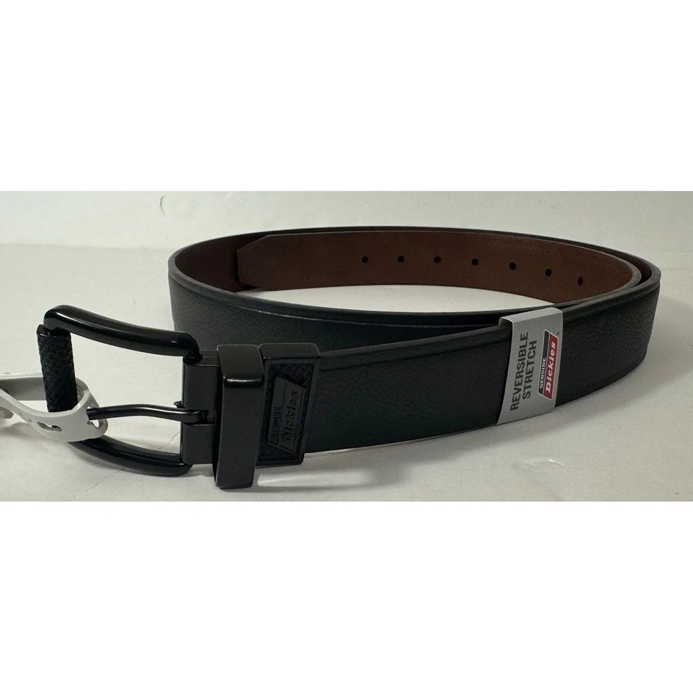 Genuine Dickies Belt Men 44 Black Brown Reversible Stretch‎ Black Casual NEW
